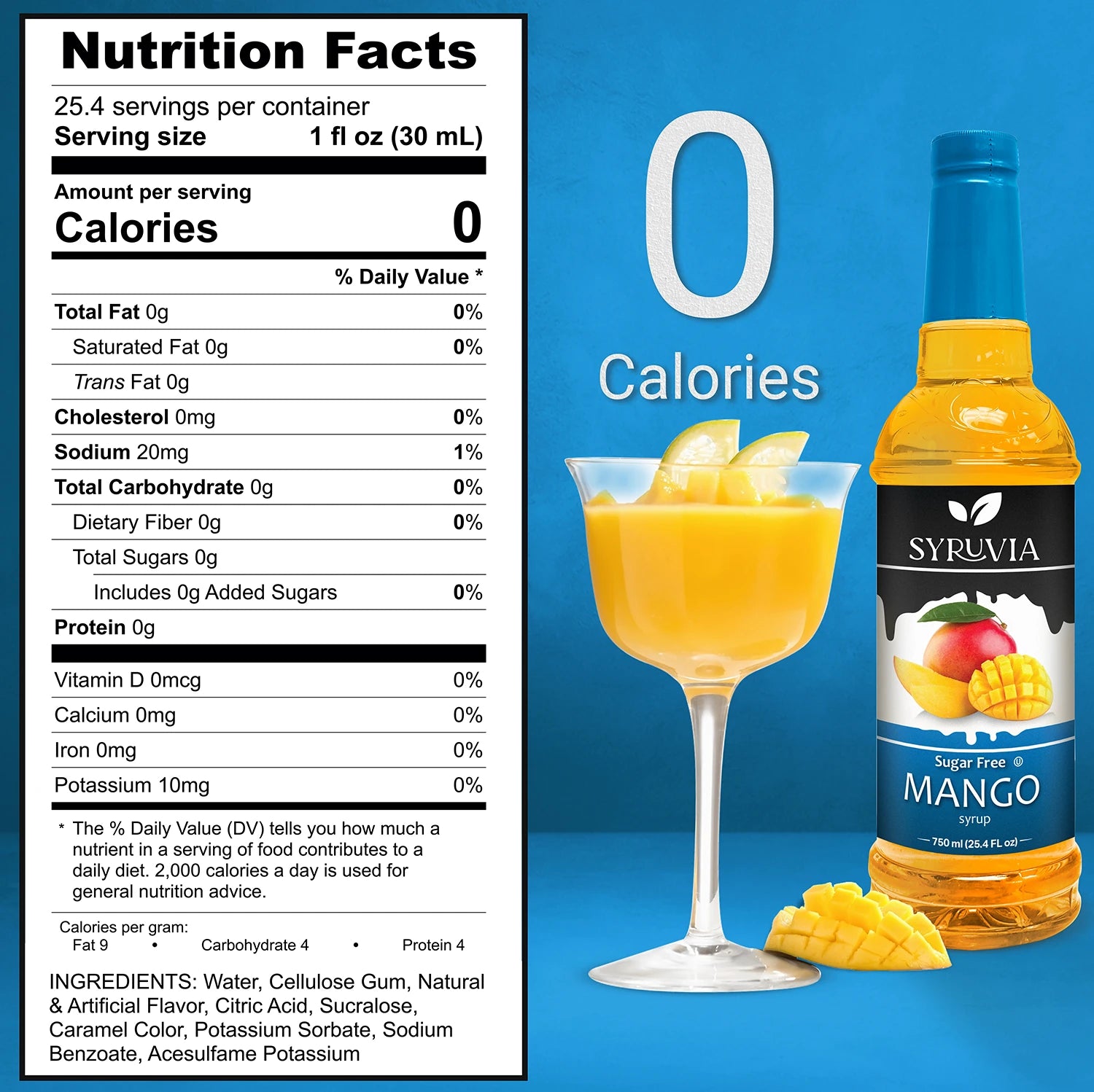 sugar free mango syrup nutrition facts