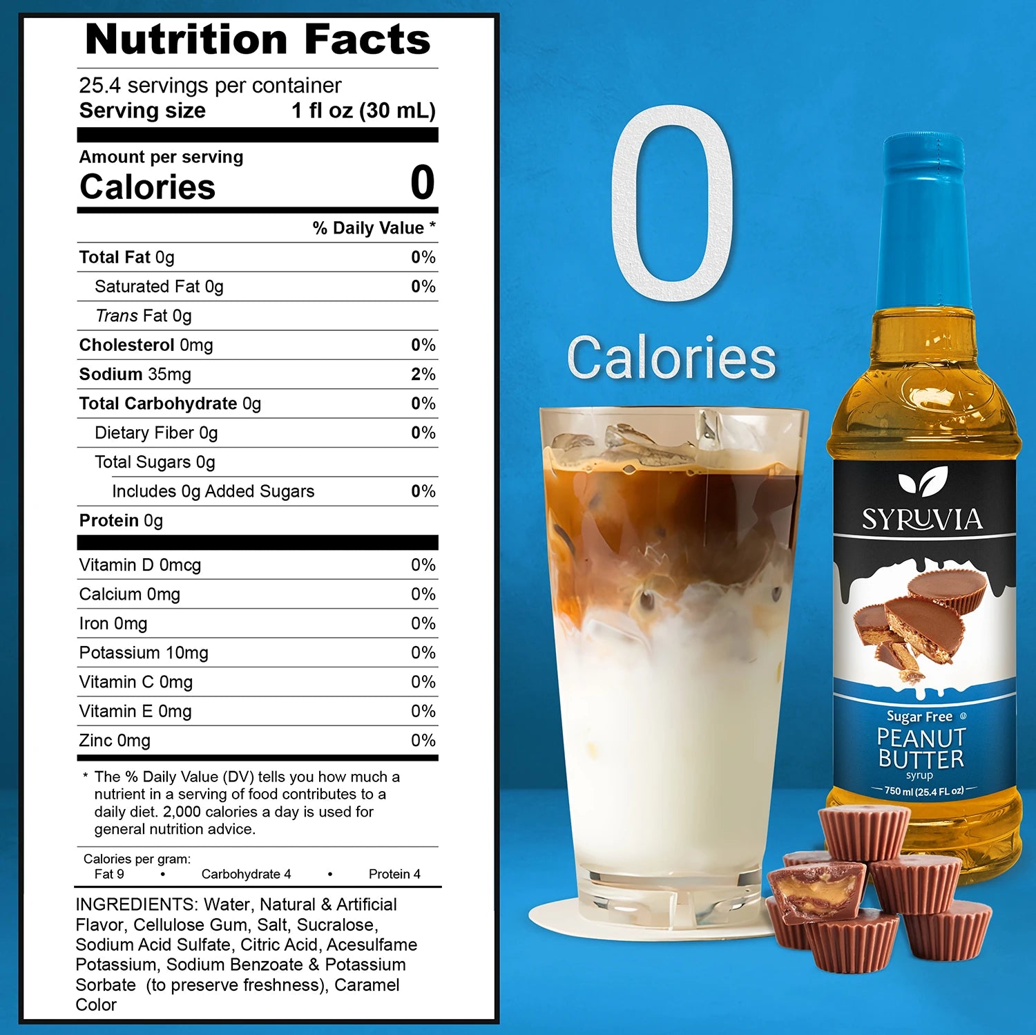 sugar free peanut butter syrup nutrition facts