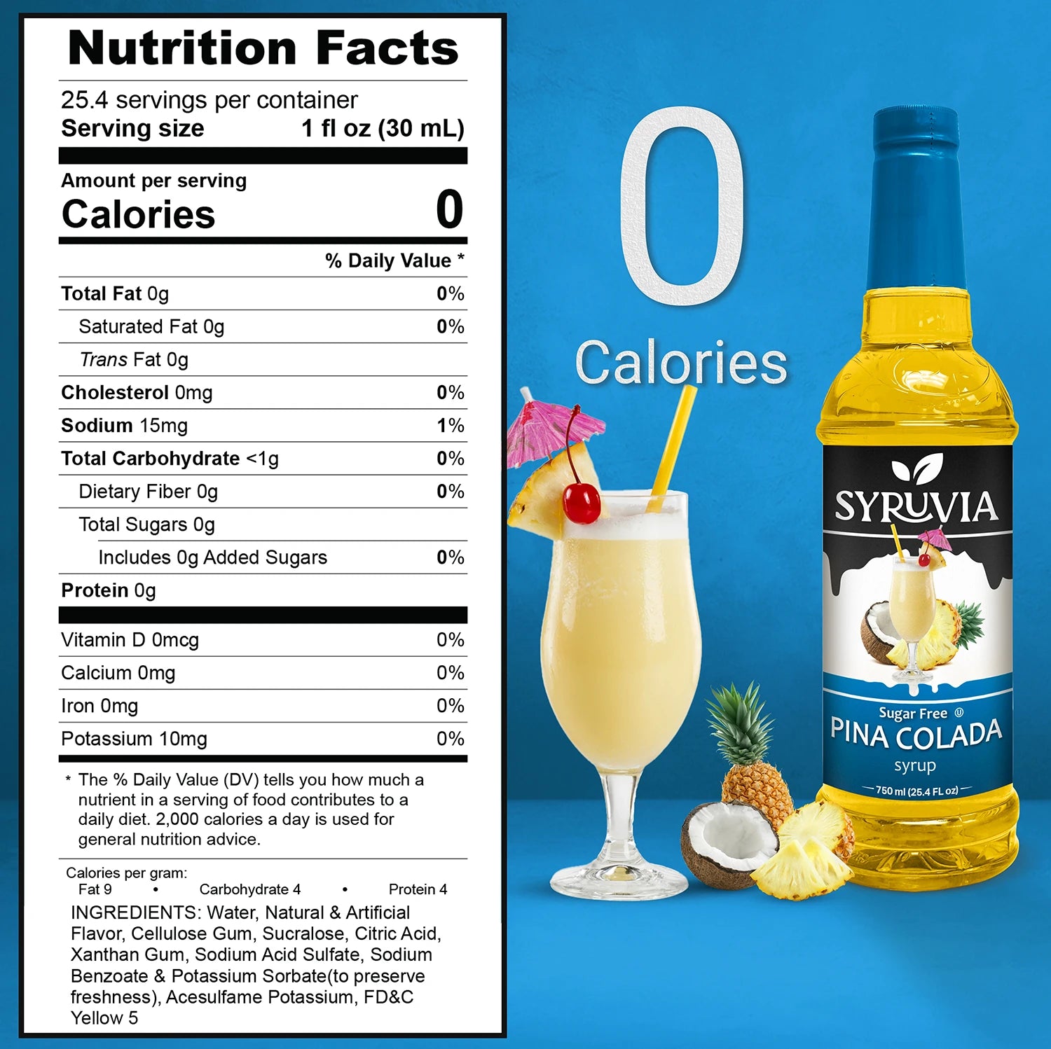 sugar free pina colada syrup nutrition facts