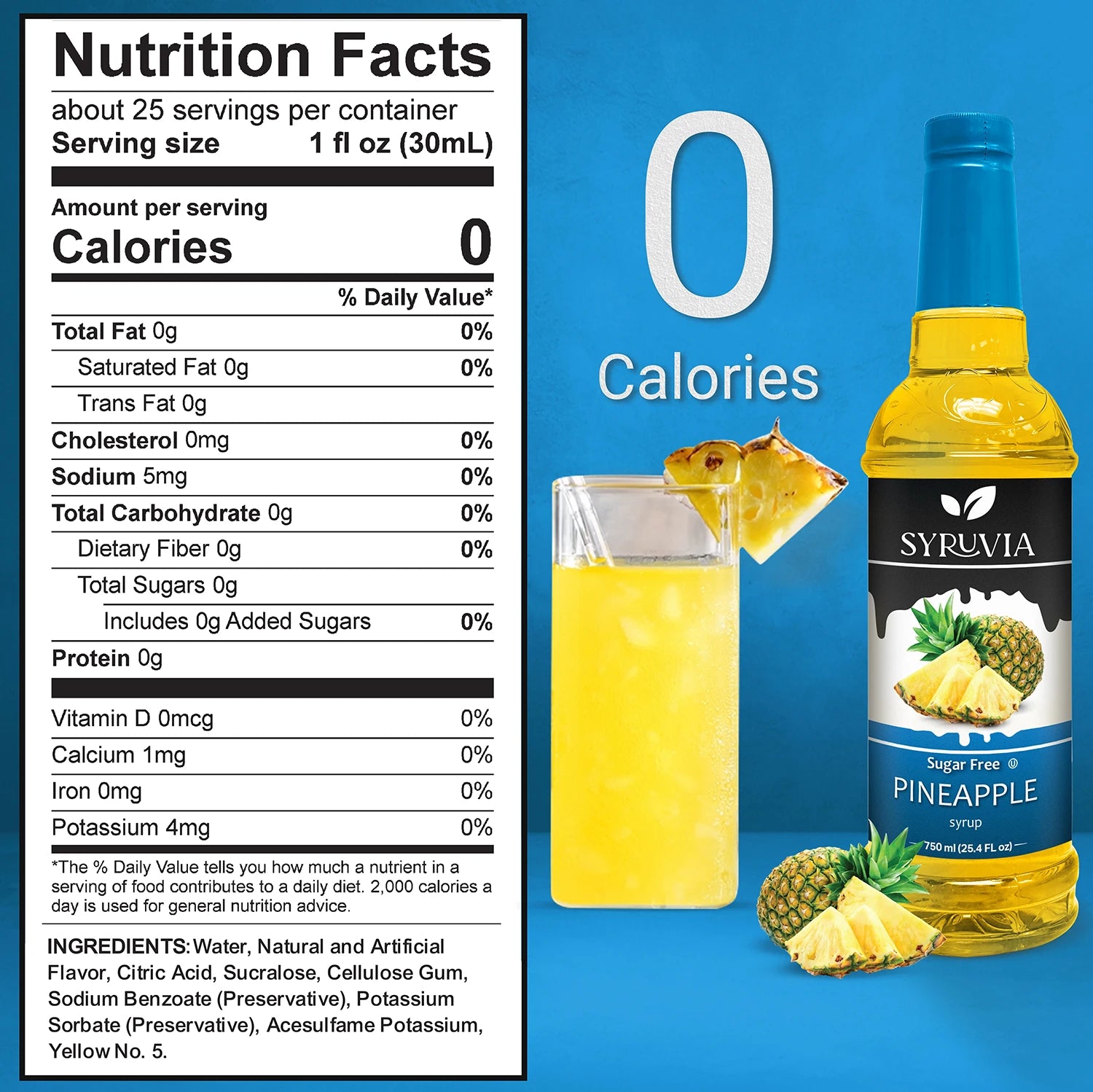 sugar free pineapple syrup nutrition facts
