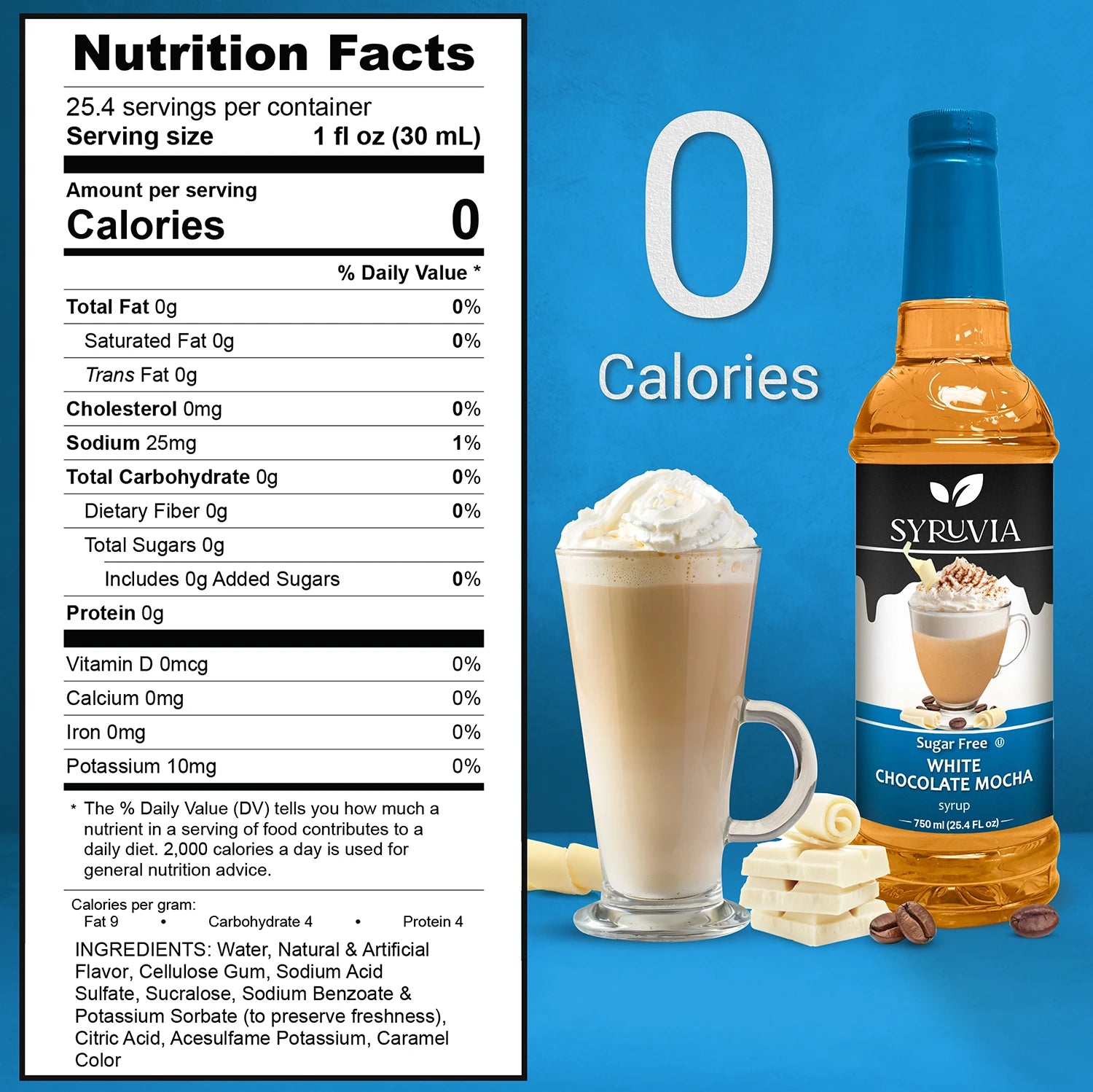 sugar free white chocolate syrup nutrition facts
