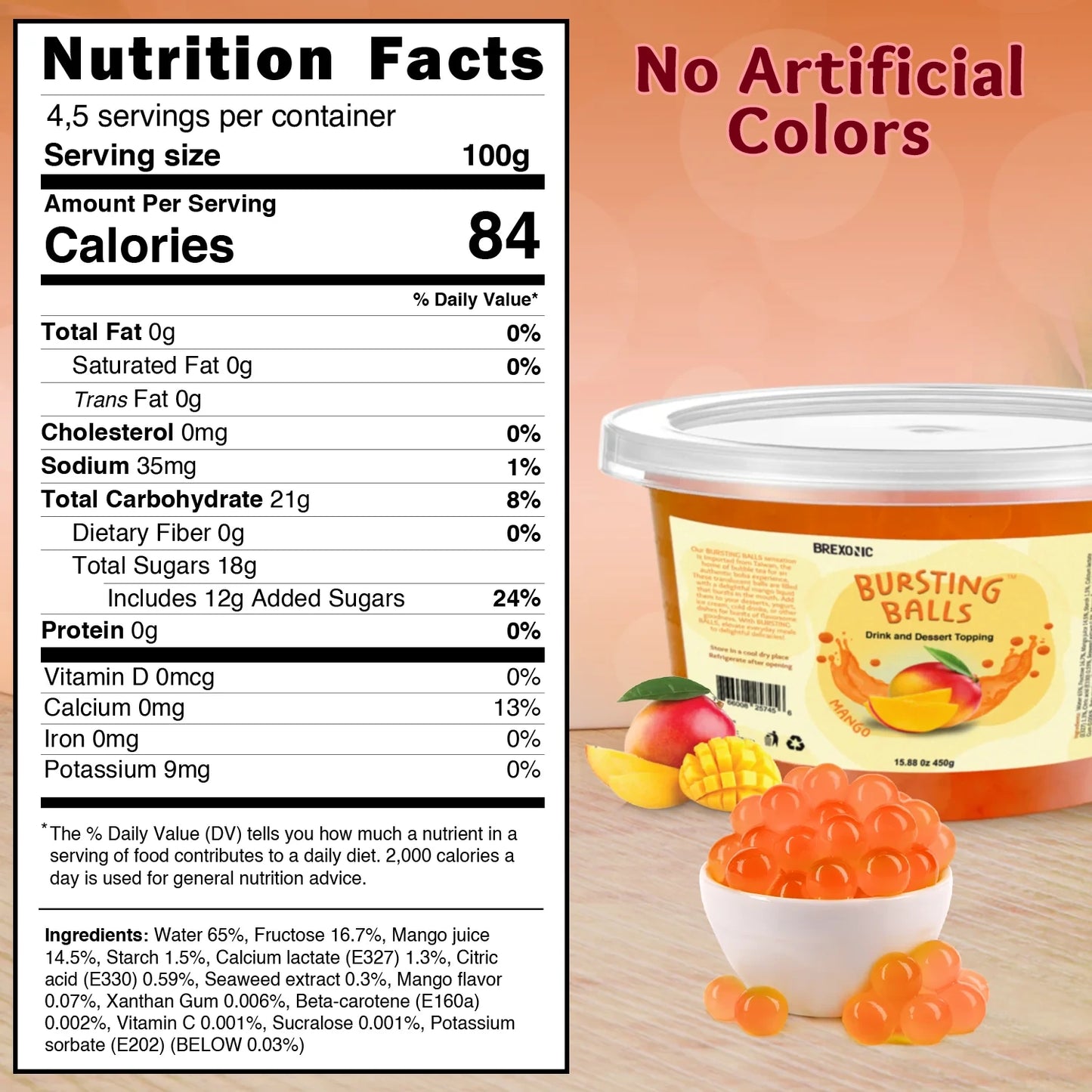 1 LB Mango Flavored Boba Balls for a Bursting and Popping Boba Experience ( 1 case 12x 1lb)