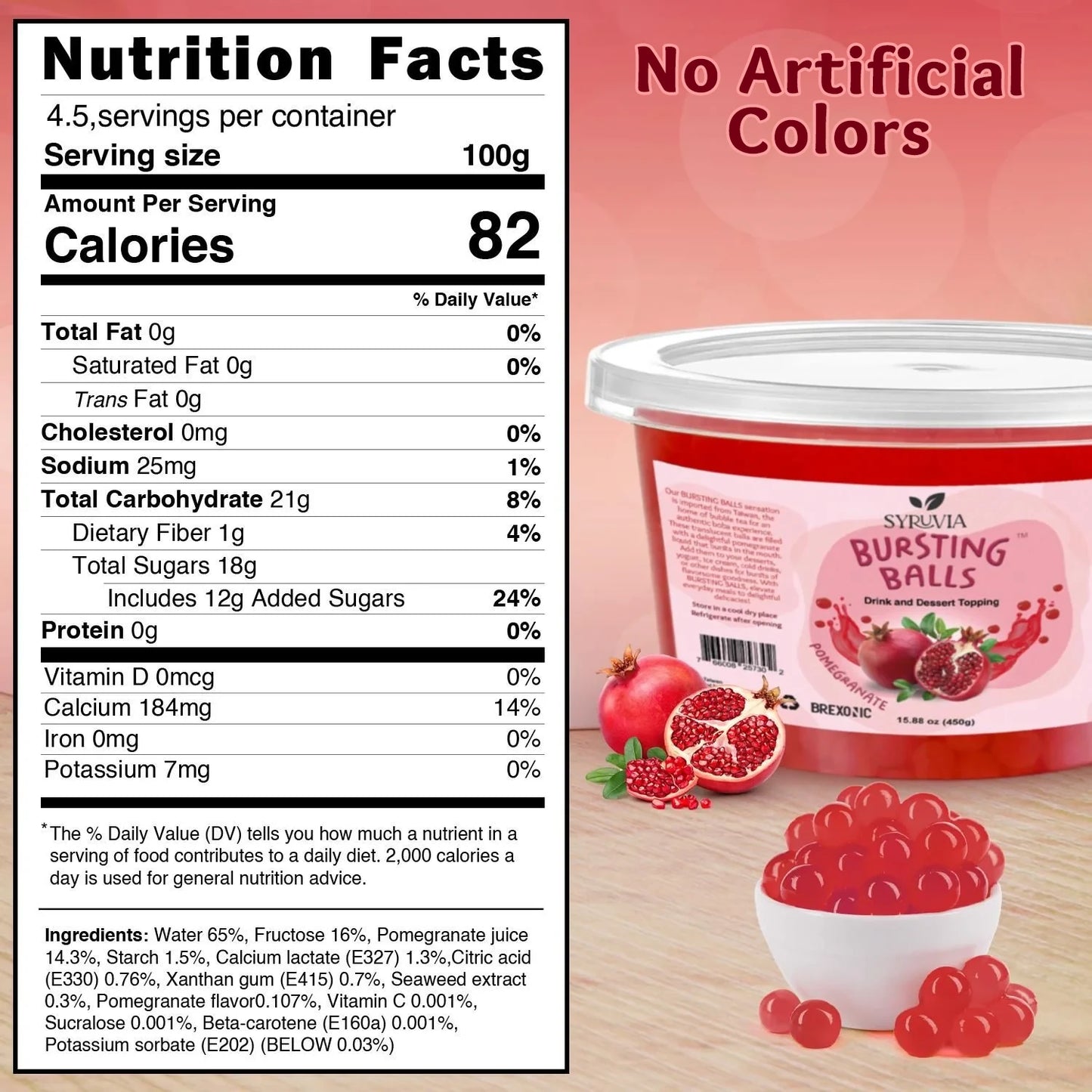 1 LB Pomegranate Flavored Boba Balls for a Bursting and Popping Boba Experience ( 1 case 12x 1lb)