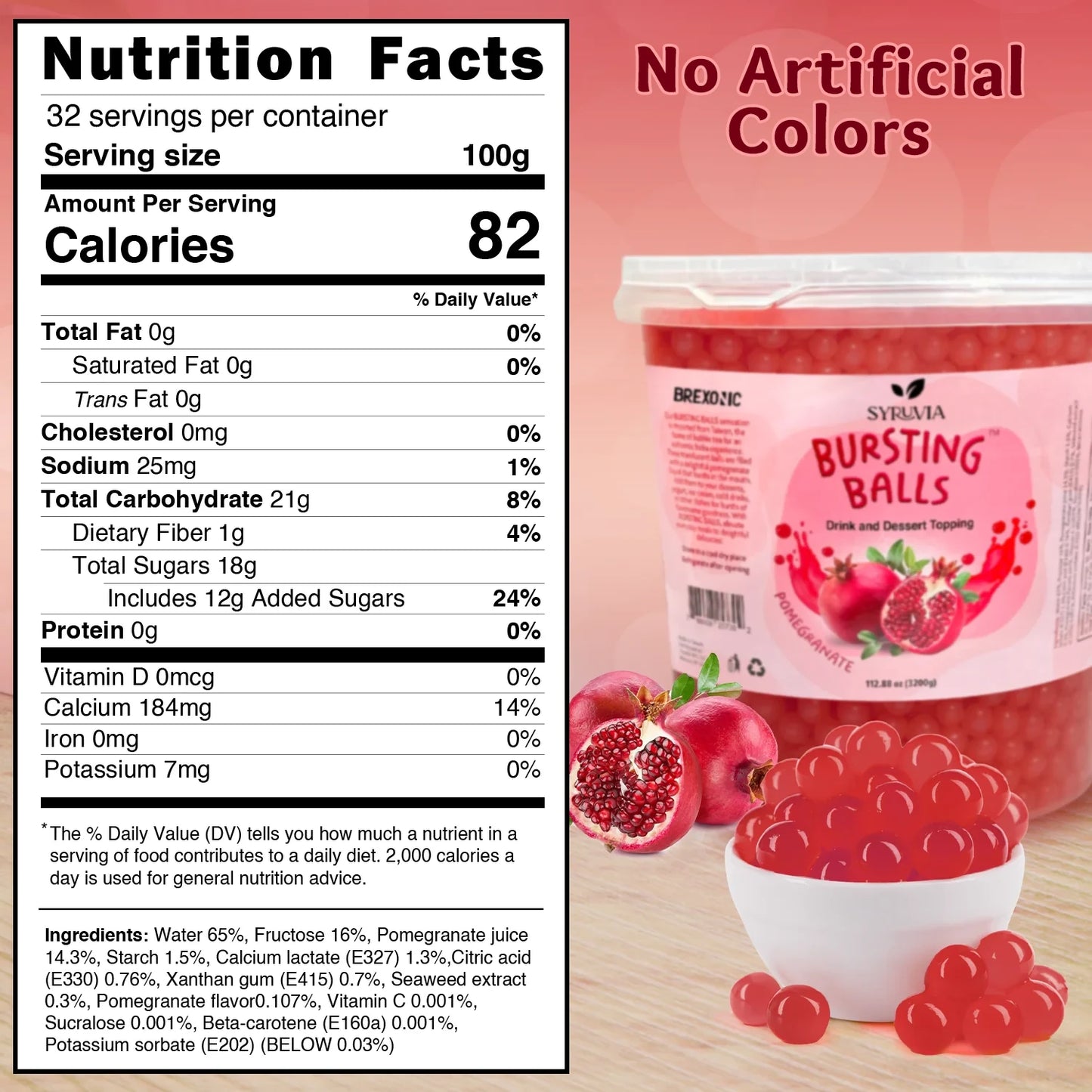 7 LB Pomegranate Flavored Boba Balls for a Bursting and Popping Boba Experience ( 1 case 4x 7lb)