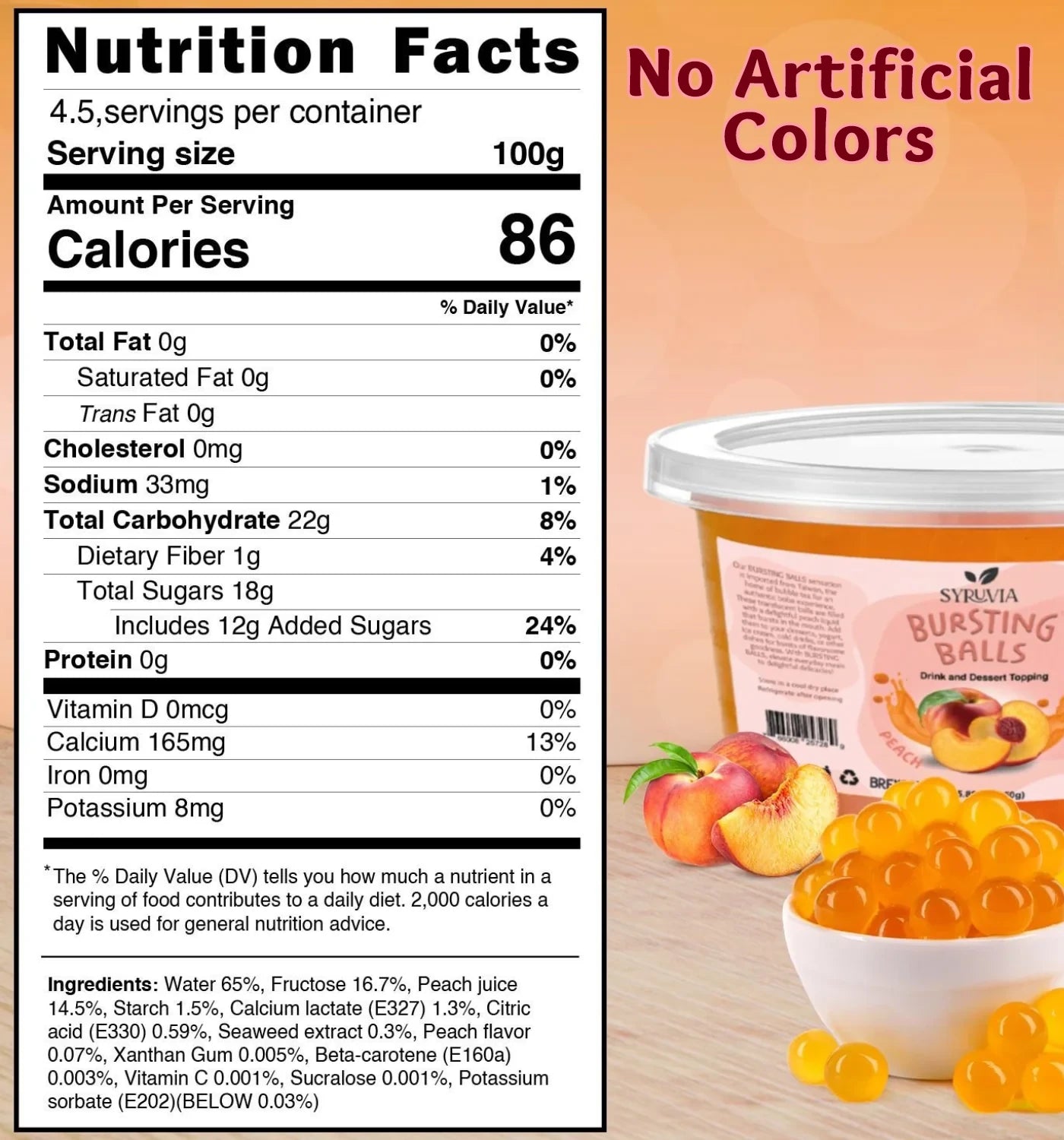 1 LB Peach Flavored Boba Balls for a Bursting and Popping Boba Experience ( 1 case 12x 1lb)