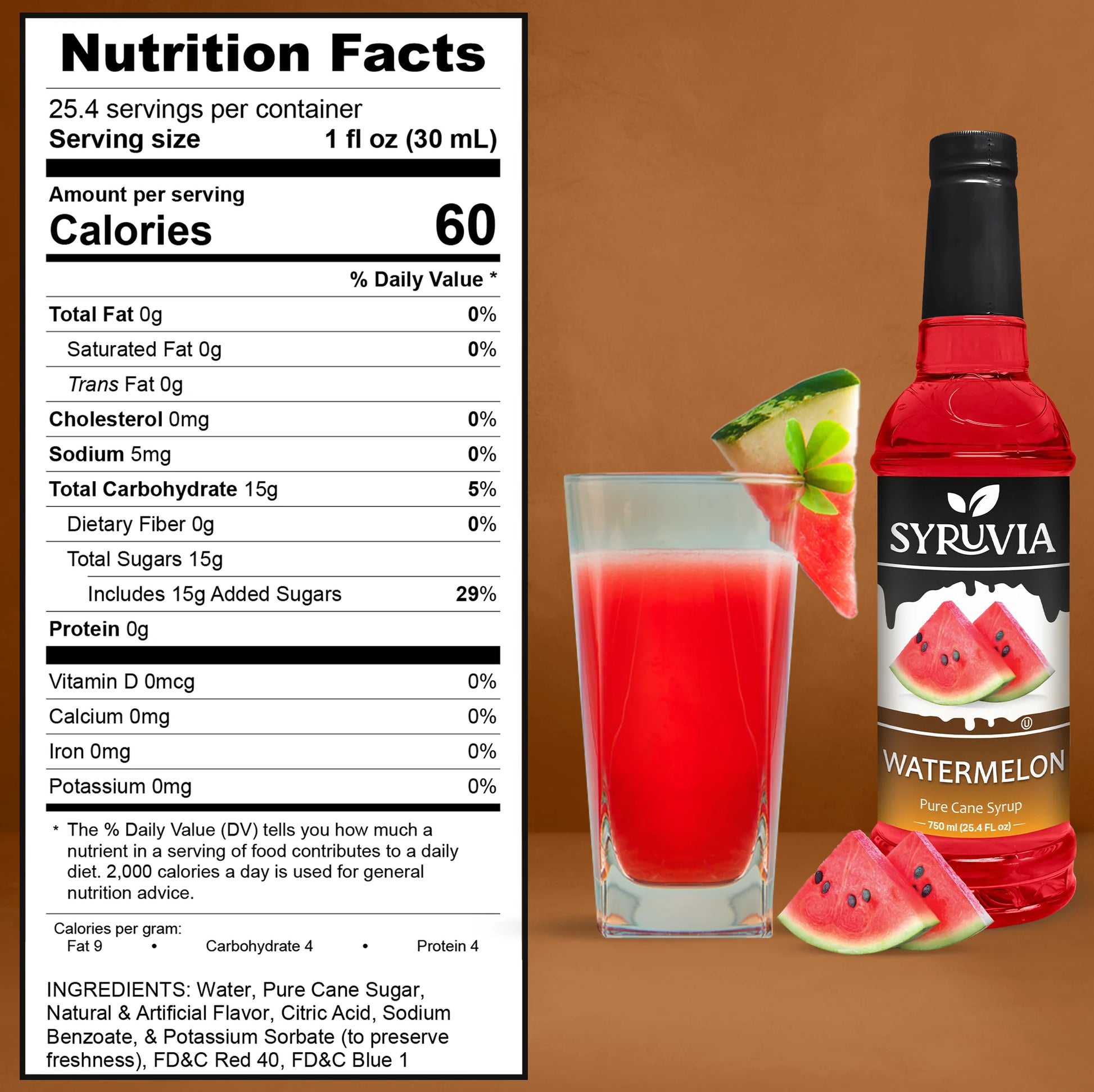 watermelon syrup nutrition facts